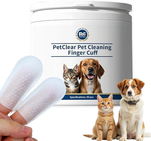 Lot de 50 protège-oreilles pour chiens et chats - Nettoyeur d'oreille pour chiens - Doigts de nettoyage jetables pour oreilles, menton et yeux - Nettoyeur d'oreille pratique pour chien (SJZT-1-50