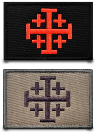 2 Stück Schwarz und Braun Ritter Templer Kreuz Flagge Patch Nylon Stickerei Abzeichen Lustiger Taktische Militärisch Aufnäher Applikation für Kleidung Hut Jacke Rucksäcke Weste Jeans T-Shirt