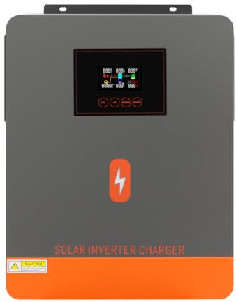 6200W Hybrid Wechselrichter Solar, DC 24V und AC 230V Off-Grid All-in-One Ladegerät Hybrid Wechselrichter, mit 24V Bleisäure Lithium Batterie und LCD-Display für Haus, Wohnmobil, LKW
