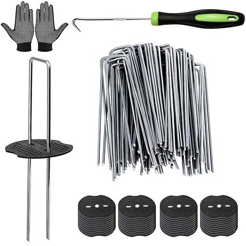 60 Pièces Piquets de Jardin avec 60 Rondelles, Sardines de Fixation 10cm, Piquets de Fixation en Acier Galvanisé, Agrafes de Jardin, pour Le Jardin, Le Paillis et Le