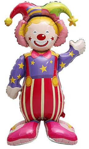 Ovanda Clown Folienballon Stehender, XXL Clown Luftballons, Karneval Deko Kinder Helium Ballon, Zirkus Deko Ballons Stehend, Karnevals Deko, für Geburtstagsdeko, Deko Einschulung, Folienballons
