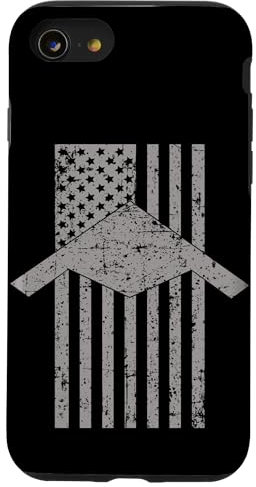 B-21 Raider Stealth Bomber Patriotic Vintage American Flag Case for iPhone SE (2020) / 7 / 8