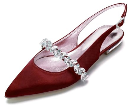 Miyoopark Scarpe basse da sposa da donna Slingback sera décolleté, M669 Borgogna, 36.5 EU