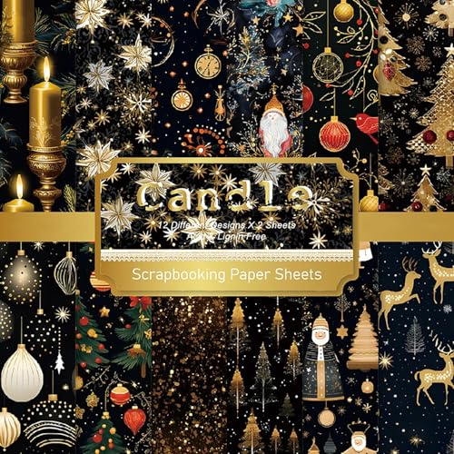 24 Blatt Weihnachten Scrapbook Papier, 6 x 6 Zoll Scrapbook Bastelpapier, Decoupage Papier, Motivpapier zum Basteln, Designpapier, Dekoratives Papiers, für Kartenherstellung, DIY Grußkarten