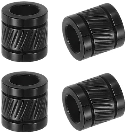 PATIKIL Edelstahl Paracord Perlen 4 Stück Rillige Röhren Lose Säulen Abstandhalter Perlen 6mm Großes Loch Für DIY Armband Halskette Schmuckherstellung Schwarz