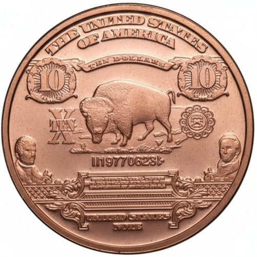 1 oz (AVDP-Unze) 99.9% feines Kupfer - Kupferbarren Sammlerstück $10 Bison Note