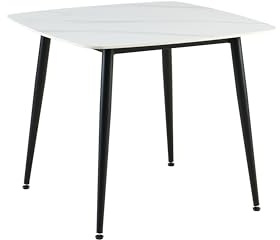 byLIVING Esstisch Verona, Metall schwarz Keramikoptik weiß, Esstisch | platzsparend & modern, Küchentisch, B 90, H 75, T 90 cm