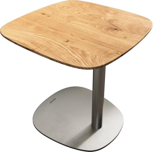 DELIFE Beistelltisch Edge Boot 50x50 cm Eiche Natur Schweizer Kante Eleny | Edelstahl gebürstet