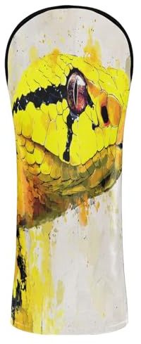 Juego de funda para cabeza de golf, lavadora, víboras, amarillo, beige, impermeable, con etiquetas de número, para cubierta híbrida de carrito de golf