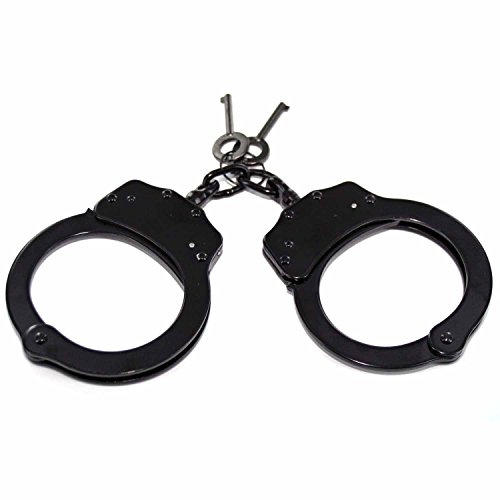 Double Locking Steel Hand Cuffs Police Handcuffs - Black