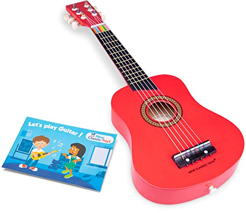 New Classic Toys - 10303 - Musikinstrument - Spielzeug Holzgitarre - De Luxe - Rot
