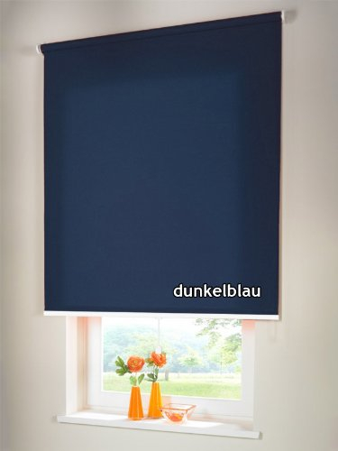 Sichtschutzrollo Mittelzugrollo Springrollo Rollo Verdunkelung 50 x 110 cm / 50x110 cm dunkelblau