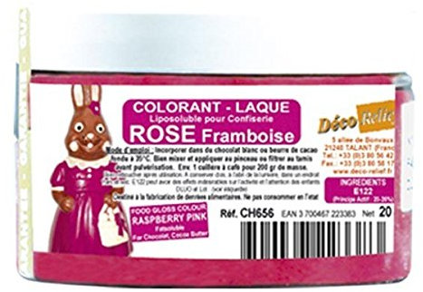 Déco Relief - Colorant Soluble Rose Framboise 20 g - Colorant Professionnel pour Confiserie à base de Chocolat, Pâtisserie