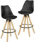 FineBuy 2er Set Barhocker Retro Design Stoff Holz mit Lehne, Design Barstuhl Retro Skandinavisch 2 Stück, Tresenhocker Sitzhöhe 77 cm