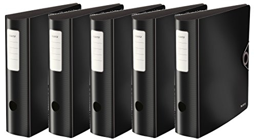 Leitz 104710 Qualitäts-Ordner 180° Active Solid, breit (A4, schwarz | 5er Pack, 1)