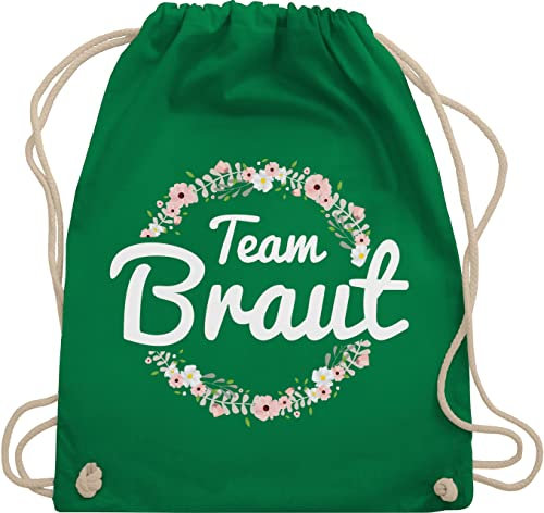 Turnbeutel Rucksack - JGA Junggesellenabschied Frauen - Team Braut Blumenkranz - Bride Crew - Unisize - Grün - hen party accessories brauttaschen jungesselnabschied bridemaid beutel