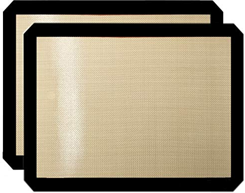 Premium Non-Stick Silicone Baking Mats,Set of 2 Mats (Size 8.5 - 11.5) Toaster Oven Quarter Sheet Liner Small