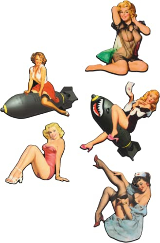 MG636 XL / 5X Pinup Aufkleber Breite je ca. 9 cm USA Girl Sexy Bomb Oldschool Vintage Racing Aviator Flugzeug 50th 60th 70th Retro Pin Up Girls Kult Sticker