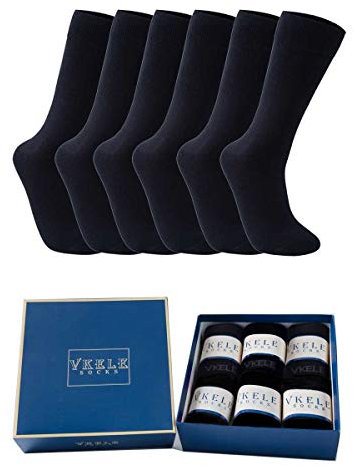 Vkele Schwarze Herrensocken aus Feinster Baumwolle, Einfarbig, 6 Paar, Größe. 43-46 43 44 45 46, Freizeitanzug Beruf