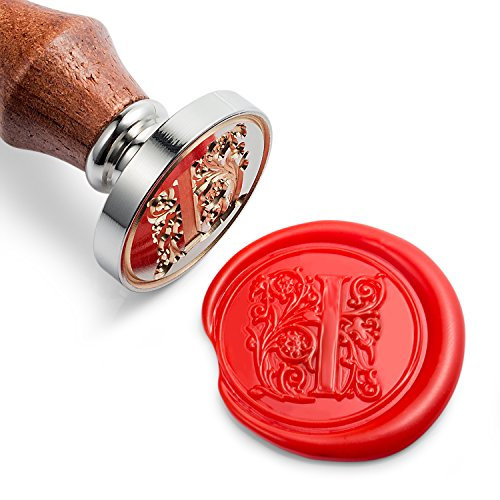 Mceal Wachssiegelstempel, Silberner Messingkopf mit Holzgriff, königlicher Buchstabe A bis Z (Buchstabe I)