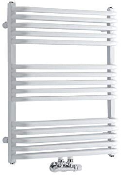 Milano Bow White D Bar Middle Connection Heated Towel Rail - 736mm x 600mm