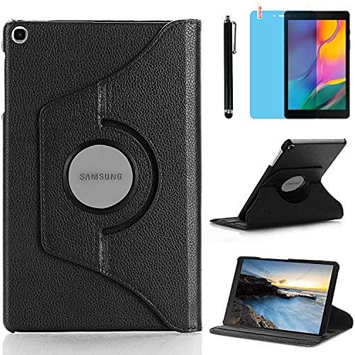 Étui Housse Coque pour Samsung Galaxy Tab A 8.0 Pouces 2019 (SM-T290 SM-T295 SM-T297) - 360 degrés Rotation Full Protection Kickstand Case Cover,avec Un Stylo,Écran Film (Black)