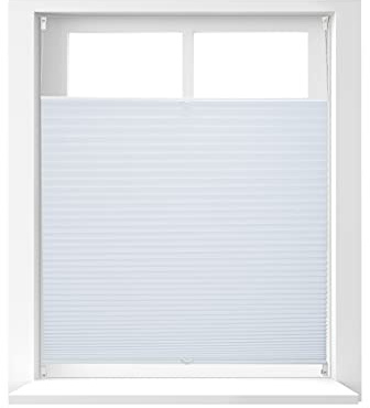 Relaxdays Plissee Rollo 4er Set ohne Bohren, BxH: 100 x 130 cm | Faltrollo lichtdurchlässig, Faltstore, weiß