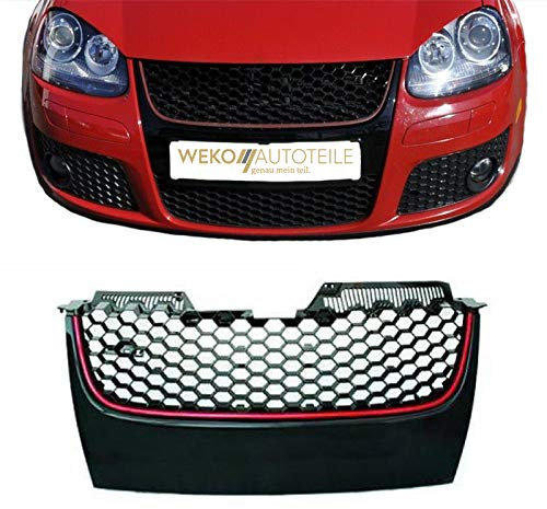 Sportgrill Kühlergrill ohne Emblem Wabengrill rote Leiste für GTI