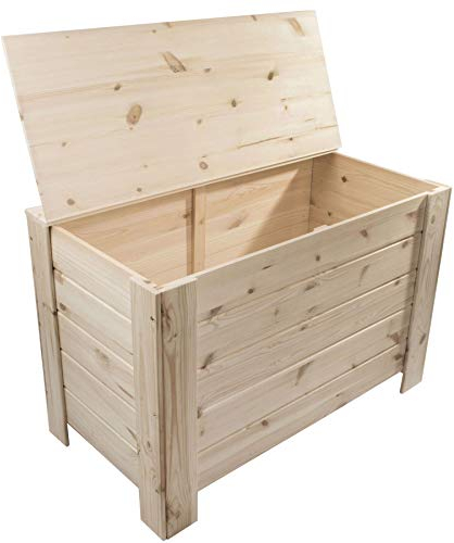 WooDeeDoo Large Wooden Storage Chest with Hinged Lid – 107L - Unfinished Pine Box Container for Toys Bedding Household Organisation DIY Decoration – Natural Flat-Pack Trunk – 77 x 40 x 50 cm