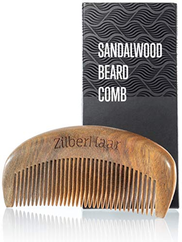 ZilberHaar - Bartkamm - 100% Duftendes Sandelholz - Unverzichtbares Bartpflege-Zubehör für Männer, Glättet den Bart Ohne Statische Aufladung - Handgefertigter Kamm