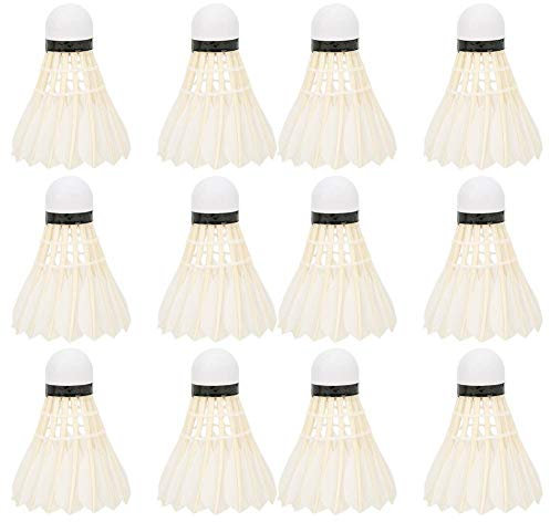 Vbest life White Goose Feather Badminton Set, 12PCS Standard Badminton Ball Federbälle Sportgymnastik Outdoor Badminton Federbälle(12pcs)