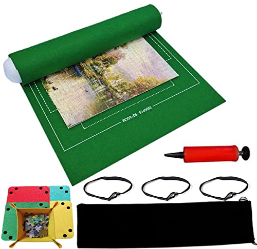 BangShou Puzzlematte Professionelle Puzzlerolle Puzzle Pad Felt Mat für 1000/1500 Puzzles(Grün)