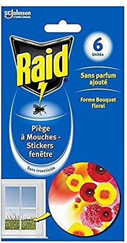 Raid Piège à Mouches Stickers Fenêtre pour la Maison, Forme Bouquet Floral, 6 stickers