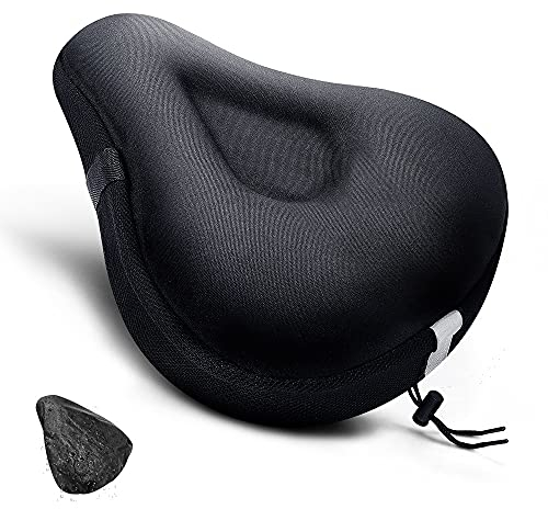 ANZOME Fahrradsitzbezug, breit, für Heimtrainer, gepolstert, für Spin-Bike, stationäres Fahrrad, für Damen, Schwarz