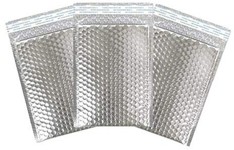 Luftpolsterumschläge mit Folie, 17,8 x 25,4 cm, Luftpolsterfolie, Poly-Versandtaschen, Versandverpackungstaschen (metallisches Silber, 15)