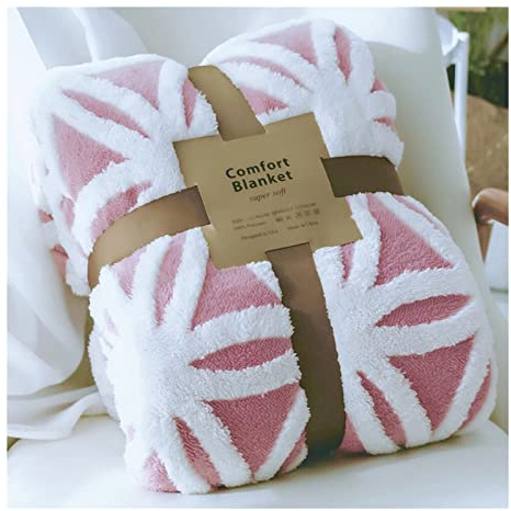 LOMAO Decke Sofa Kuscheldecke - warm Sherpa Flanell Sofaüberwurf Decke, Dicke Sofadecke Couchdecke, 150x200 cm Flauschige Wohndecke für Couch (Rosa, 150x200CM)