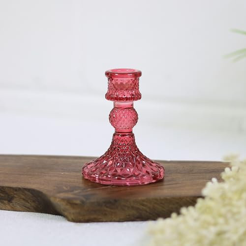 Sifcon International Coloured Glass Candle Holder Red