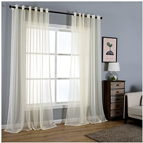 Tende Trasparenti Camera da Letto Moderne per Interni con Occhielli, Classica in Voile, Tende Cameretta Bambini Morbidi Finestre per Salotto Eleganti Soggiorno Giallo 132X243cm(1 pannello)