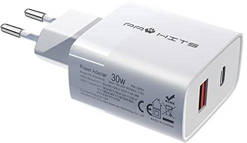 PAWHITS USB C ladegerät 2-Port Adapter Unterstützt 30W PD + QC 3.0 Max Output Kompatibel für Samsung Huawei iPhone 13/13 Pro/13 Pro Max 12/12 Mini/12 Pro/12 Pro Max 11 SE iPad