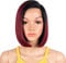 Début Lace Front Perücke für schwarze Damen Bob Perücke für weiße Damen Kunsthaar 24 cm 120g Rot Glatt Schweizer Spitze Hitzebeständige Fasern Halb Handgebunden (TT1B/BUG)