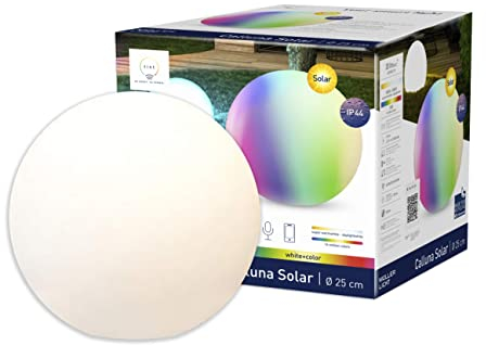 tint smarte Outdoor LED Kugel Calluna Solar, Solarleuchtkugel Ø 25 cm, weißes und farbiges Licht RGB, Zigbee, funktioniert mit Alexa…