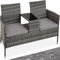 TecTake Salon de Jardin en résine tressée canapé Banc avec Table intégrée avec Verre de sécurité + Coussins - diverses Couleurs au Choix - (Gris Clair Gris | No. 404559)