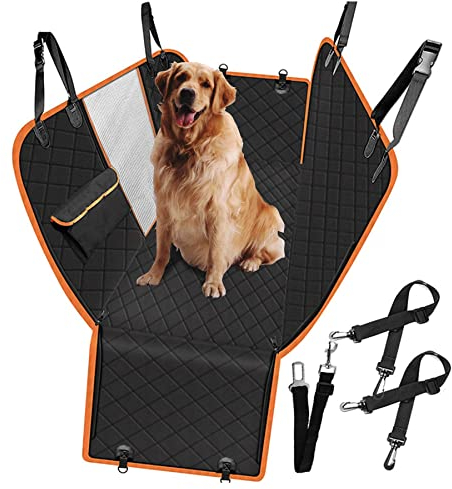 CALIYO Hundedecke Auto Rückbank, Autoschondecke Hund Rücksitz mit Seitenschutz und Sichtfenster, Wasserdicht & Kratzfest - Universal hundematte Auto (Schwarz)