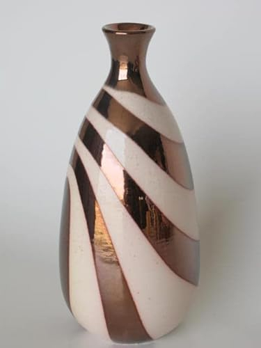 POLONIO - Jarron de Ceramica Cobre de 33 Centímetros - Jarrones Grandes de Suelo - Jarrones Grandes de Decoracion – Florero de Ceramica Alto - Jarrón de Cerámica Alto Suelo Cobre