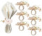 HAYCHE Lot de 6 ronds de serviette en forme de fleur d'orchidée artificielle, faits à la main, blanc, bleu, orange, rose, champagne, 4,6 cm de diamètre, parfaits pour les mariages, dîners, vacances