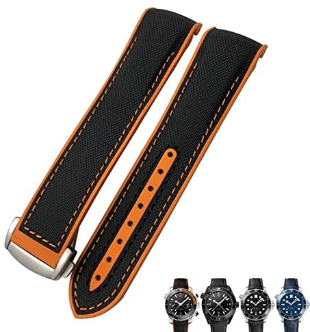 CZKE Uhrenarmband aus Gummi, Nylon, 21 mm, 22 mm, 19 mm, 20 mm, für Omega Strap Planet Ocean Seamaster 300 Gummi-Armband, 21 mm, Achat