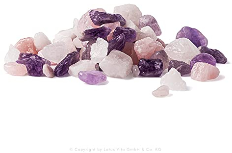 EDLE WASSERSTEINE Lotus Vita (Bergkristall Rosenquarz Amethyst 800gr), Getrommelt 100% frei von Chemie, Wertet das Trinkwasser geschmacklich auf