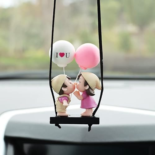 Auto Rückspiegel Anhänger,Schaukel Auto Paare Dekoration Süße Paar-Ornamente für Auto Auto Innenraum Deko Figuren Auto Rückspiegel Anhänger Charms Geschenk für Freund Ehemann -#8