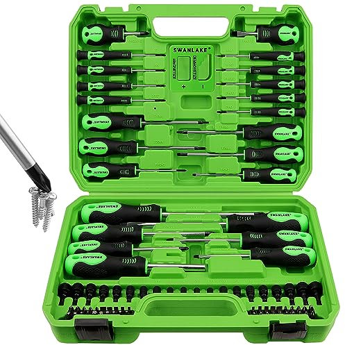 SWANLAKE 86PCS Magnetic Screwdriver Set,Includes Slotted/Phillips/Torx Mini Precision Screwdriver, Replaceable Screwdriver Bits and nut Drivers with Sturdy Tool Box
