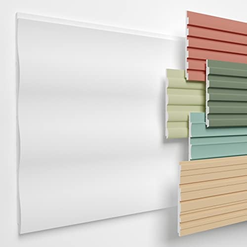 HEXIMO Lamellenwand (3.67 m²) aus XPS - Lamellen Wandpaneele Lamellenverkleidung Akustikpaneele weiß (8 Paneele, HLM-11-01 weiß) Wandplatten wall panels Schaumstoff